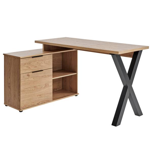 Eckschreibtisch Adamin Eiche Montana Dekor / Schwarz