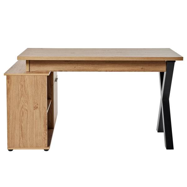 Eckschreibtisch Adamin Eiche Montana Dekor / Schwarz