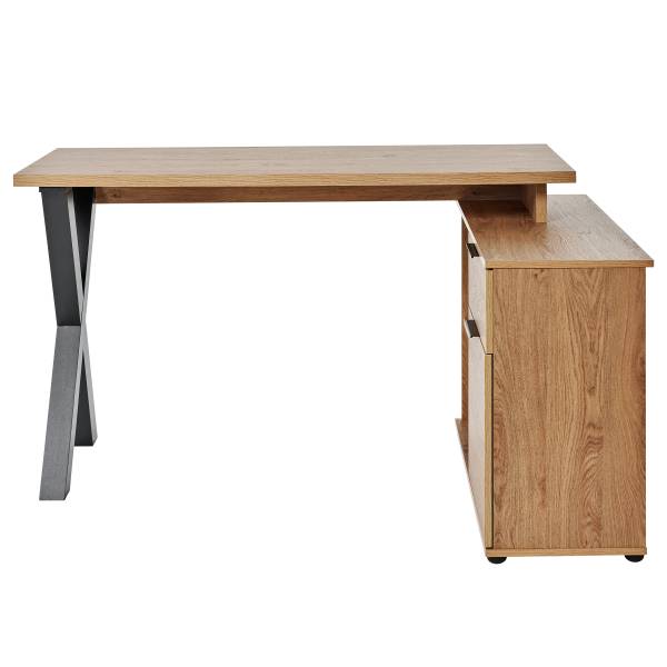 Eckschreibtisch Adamin Eiche Montana Dekor / Schwarz