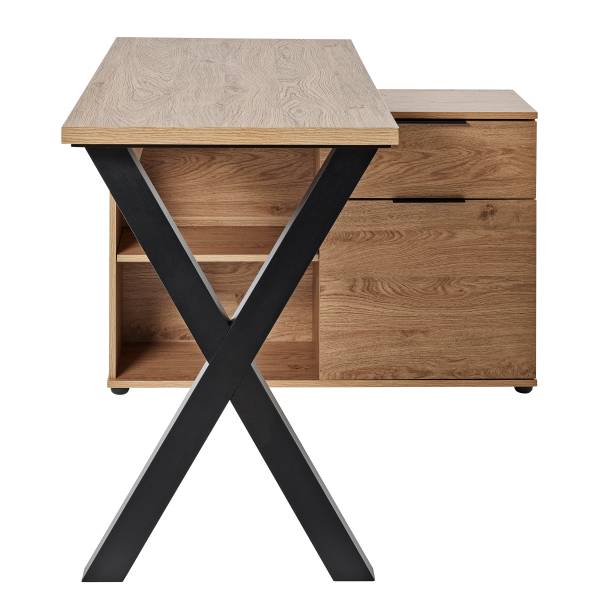 Eckschreibtisch Adamin Eiche Montana Dekor / Schwarz