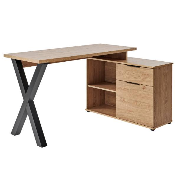 Eckschreibtisch Adamin Eiche Montana Dekor / Schwarz
