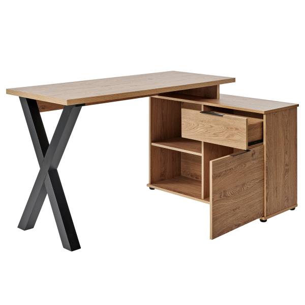 Eckschreibtisch Adamin Eiche Montana Dekor / Schwarz