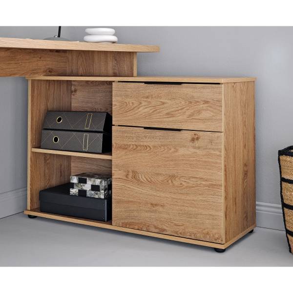 Eckschreibtisch Adamin Eiche Montana Dekor / Schwarz