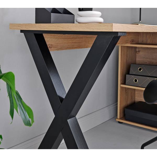 Eckschreibtisch Adamin Eiche Montana Dekor / Schwarz