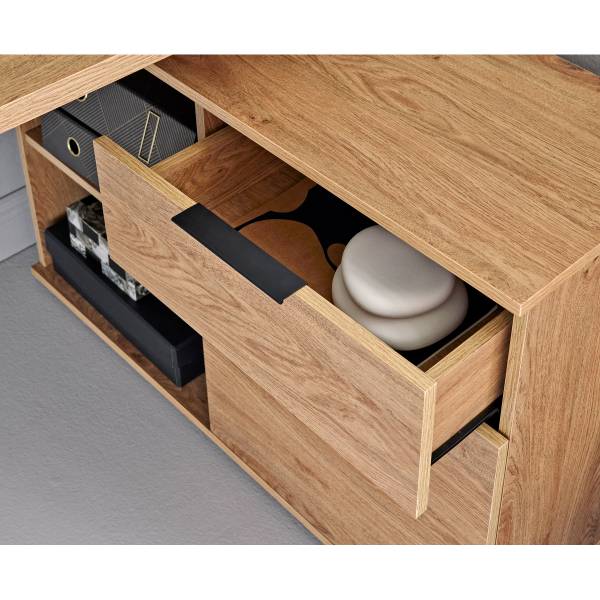 Eckschreibtisch Adamin Eiche Montana Dekor / Schwarz