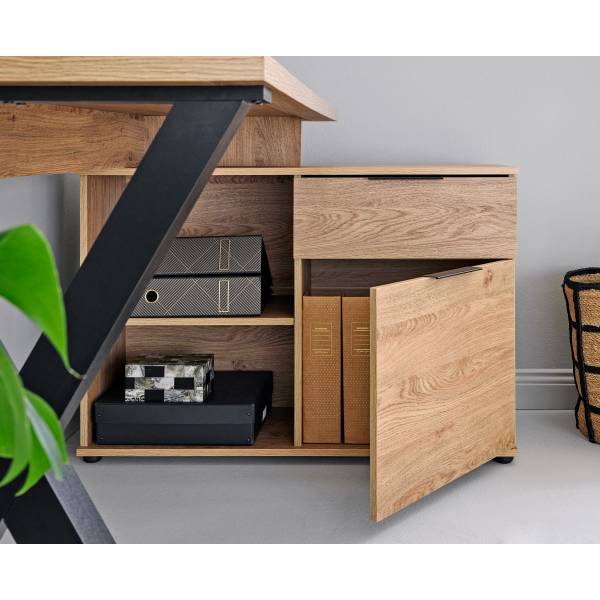 Eckschreibtisch Adamin Eiche Montana Dekor / Schwarz