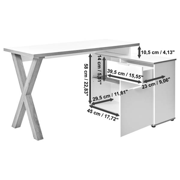 Eckschreibtisch Adamin Eiche Montana Dekor / Schwarz