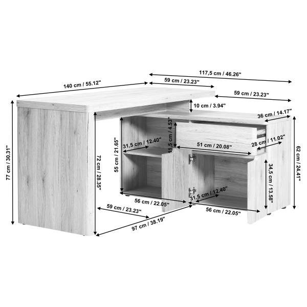 Hoekbureau Youzui Sanremo eikenhouten look