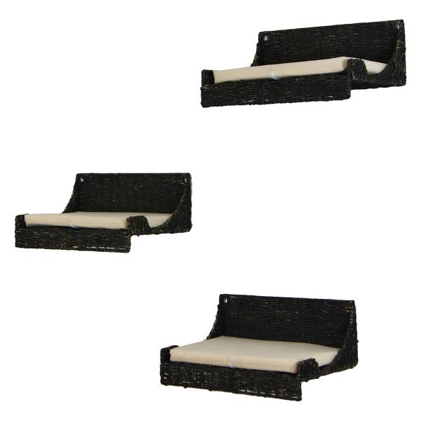 Percorso parete per gatti Sooe 3 pezzi Giacinto d’acqua / Cotone - Nero