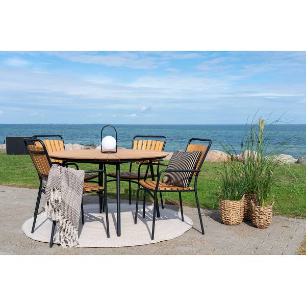 Tuinstoel Cleveland set van 4 zwart - bruin - staal - 64 x 91 x 58 cm