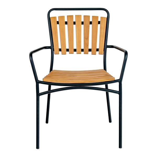 Tuinstoel Cleveland set van 4 zwart - bruin - staal - 64 x 91 x 58 cm