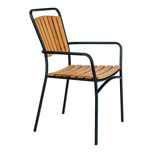 Tuinstoel Cleveland set van 4 zwart - bruin - staal - 64 x 91 x 58 cm