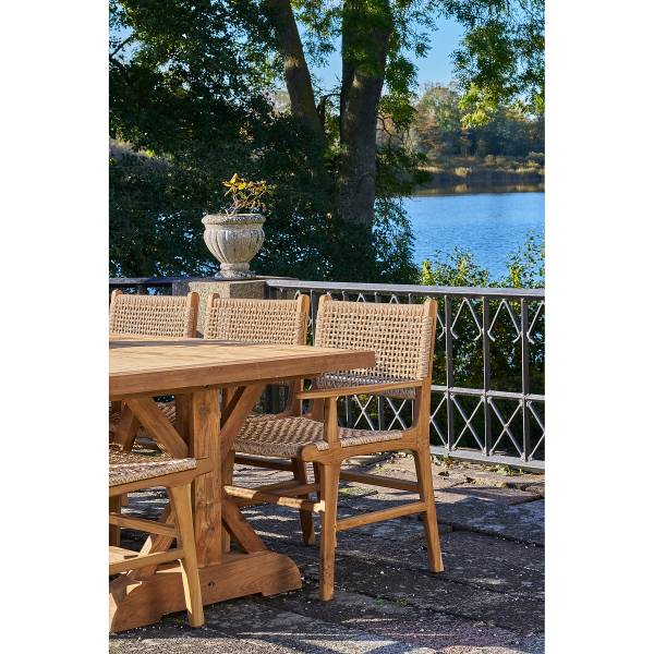 Sedia da giardino Derby con braccioli Marrone - Rattan - Legno massello - 57 x 90 x 56 cm