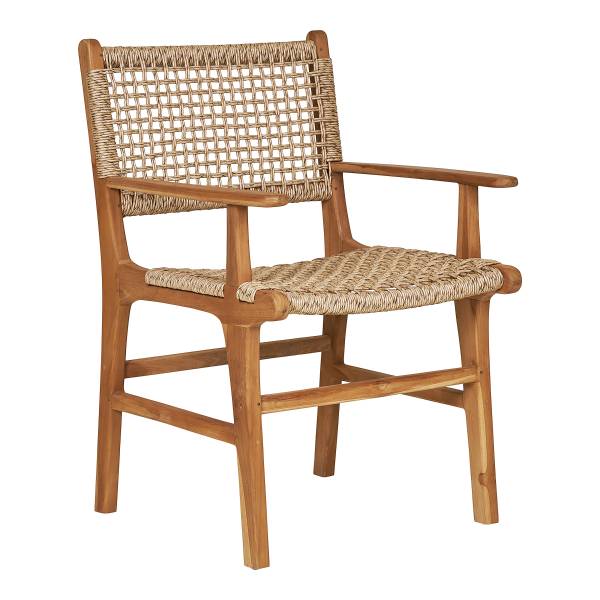 Sedia da giardino Derby con braccioli Marrone - Rattan - Legno massello - 57 x 90 x 56 cm