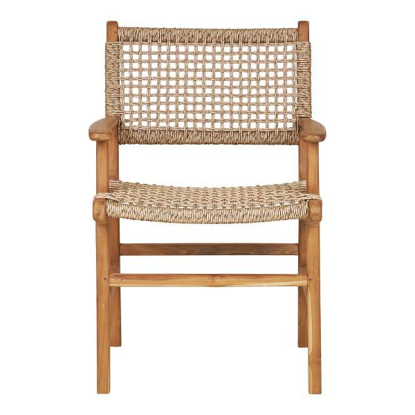 Sedia da giardino Derby con braccioli Marrone - Rattan - Legno massello - 57 x 90 x 56 cm