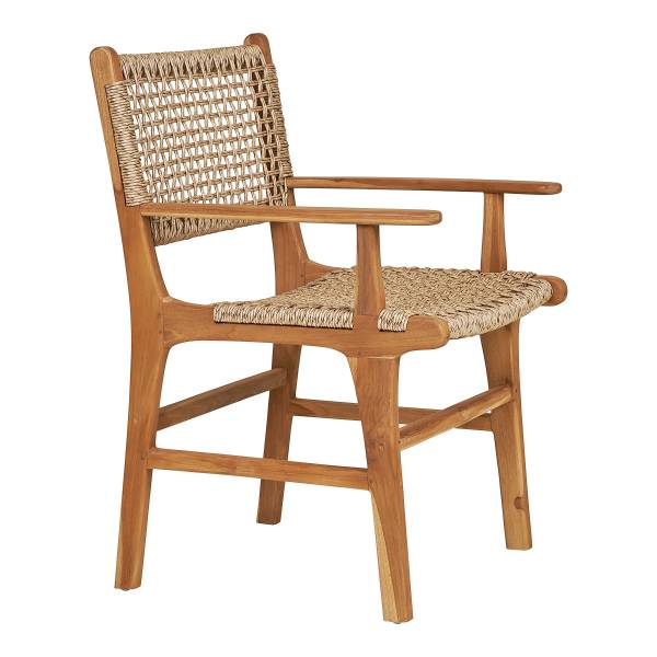 Sedia da giardino Derby con braccioli Marrone - Rattan - Legno massello - 57 x 90 x 56 cm
