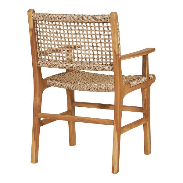 Sedia da giardino Derby con braccioli Marrone - Rattan - Legno massello - 57 x 90 x 56 cm