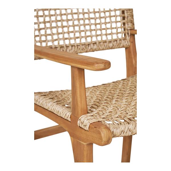Sedia da giardino Derby con braccioli Marrone - Rattan - Legno massello - 57 x 90 x 56 cm