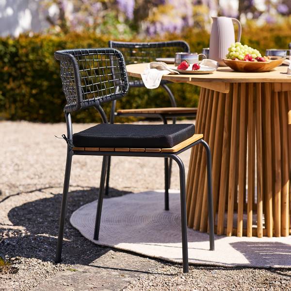 Gartenstuhl Nashville 4er-Set Schwarz - Braun - Polyester - Stahl - 53 x 83 x 55 cm