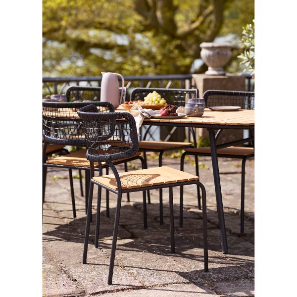 Gartenstuhl Nashville 4er-Set Schwarz - Braun - Polyester - Stahl - 53 x 83 x 55 cm