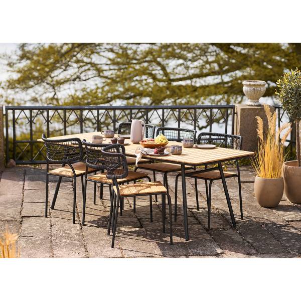 Gartenstuhl Nashville 4er-Set Schwarz - Braun - Polyester - Stahl - 53 x 83 x 55 cm