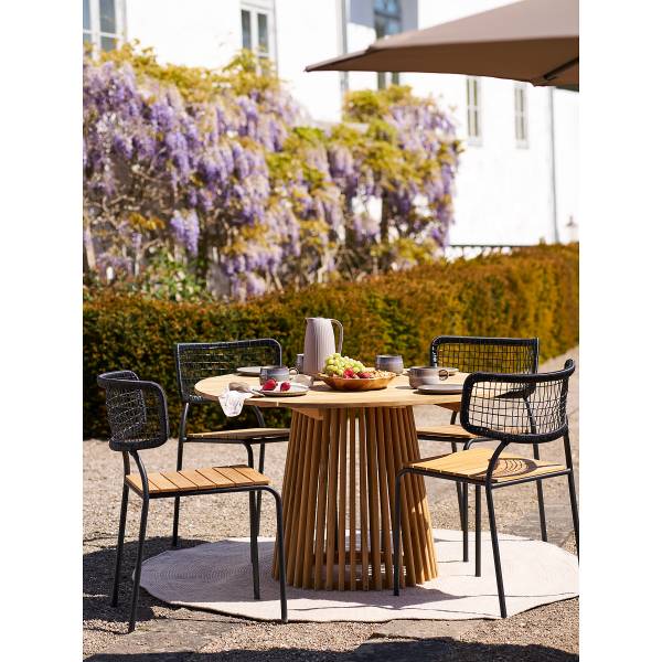 Gartenstuhl Nashville 4er-Set Schwarz - Braun - Polyester - Stahl - 53 x 83 x 55 cm