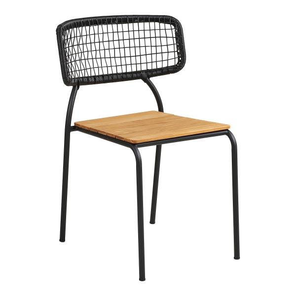 Gartenstuhl Nashville 4er-Set Schwarz - Braun - Polyester - Stahl - 53 x 83 x 55 cm