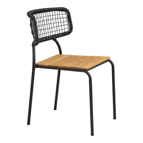 Gartenstuhl Nashville 4er-Set Schwarz - Braun - Polyester - Stahl - 53 x 83 x 55 cm