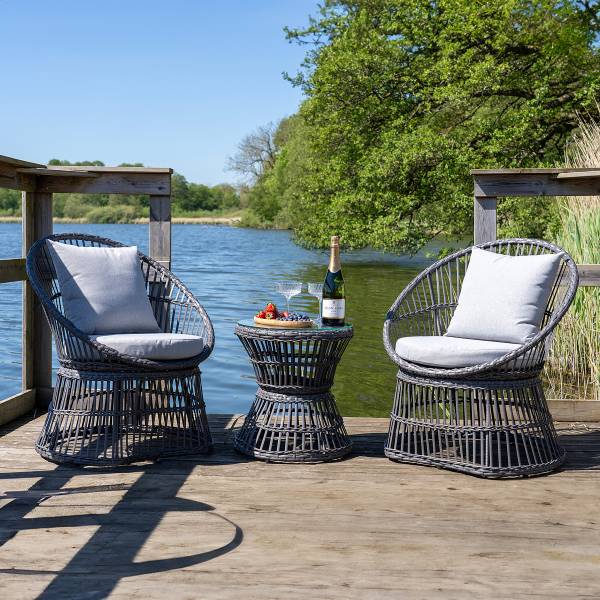 Loungeset Natal 3-teilig Grau - Polyester - Stahl - 48 x 76 x 64 cm