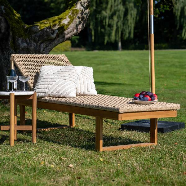 Lettino Derby Marrone - Rattan - Legno massello - 65 x 38 x 190 cm