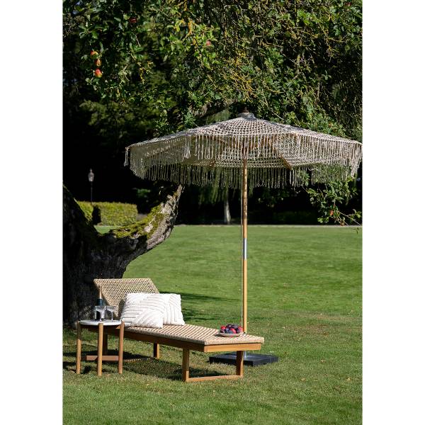Lettino Derby Marrone - Rattan - Legno massello - 65 x 38 x 190 cm