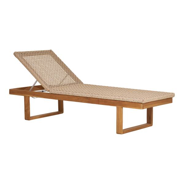 Lettino Derby Marrone - Rattan - Legno massello - 65 x 38 x 190 cm