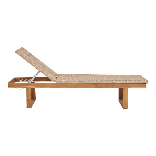Lettino Derby Marrone - Rattan - Legno massello - 65 x 38 x 190 cm