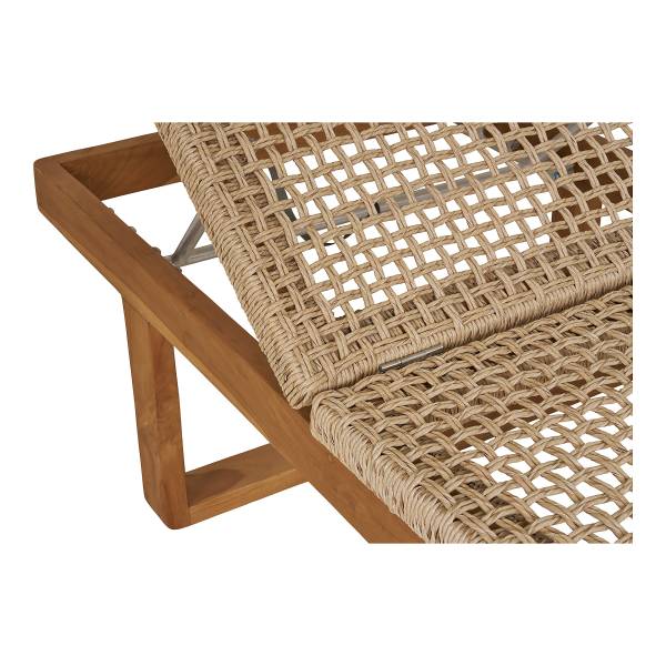 Lettino Derby Marrone - Rattan - Legno massello - 65 x 38 x 190 cm