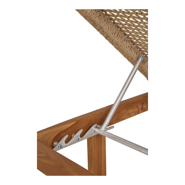 Lettino Derby Marrone - Rattan - Legno massello - 65 x 38 x 190 cm
