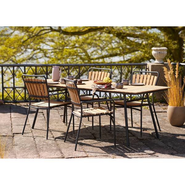 Tavolo da esterno rettangolare Cleveland Nero - Marrone - Acciaio - 90 x 74 x 220 cm
