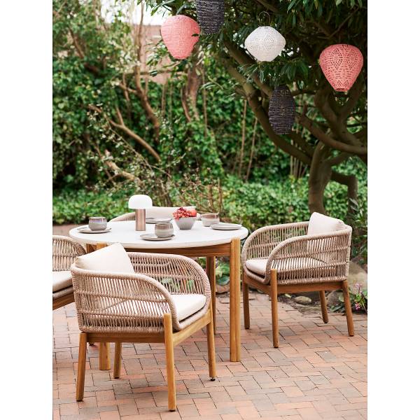 Gartentisch Terracina Braun - Weiß - Beton - 120 x 76 x 120 cm