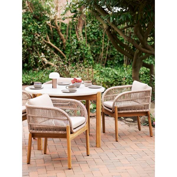 Gartentisch Terracina Braun - Weiß - Beton - 120 x 76 x 120 cm