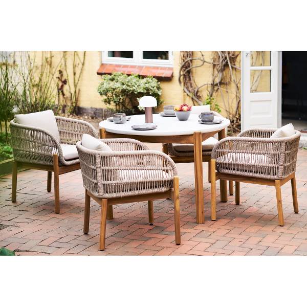 Gartentisch Terracina Braun - Weiß - Beton - 120 x 76 x 120 cm