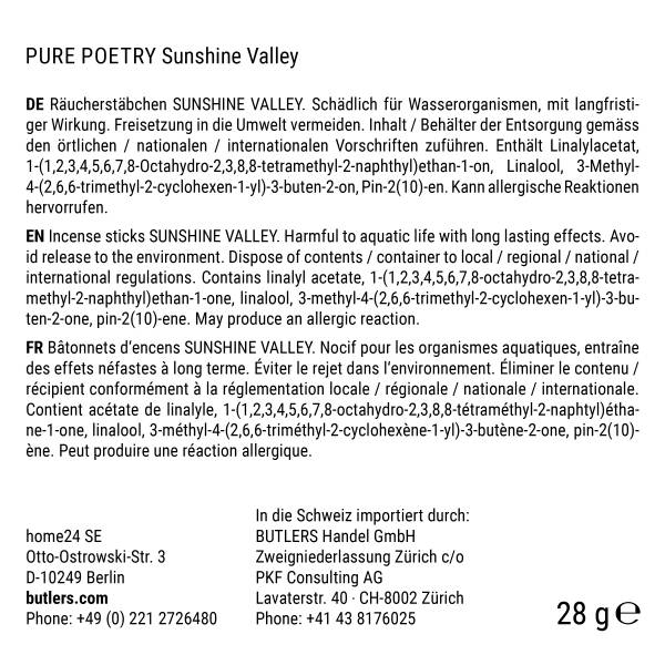 Bâtonnets d'encens PURE POETRY Soleil Beige - Bambou - 6 x 3 x 20 cm