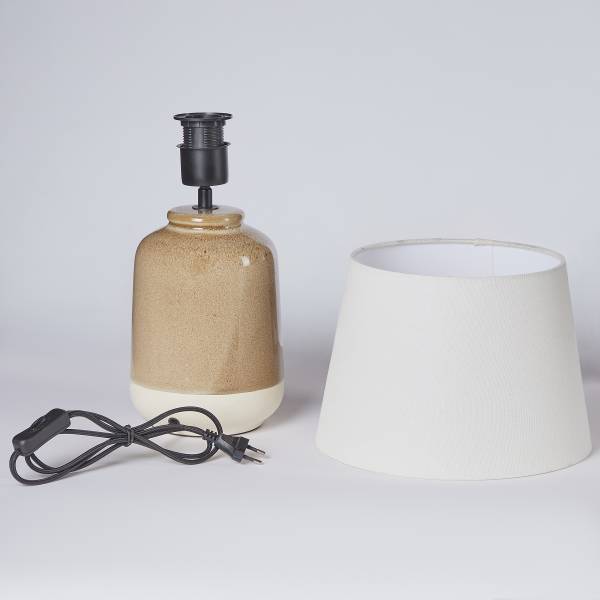 Lampada da tavolo VERICE Lino / ceramica - Crema / tortora