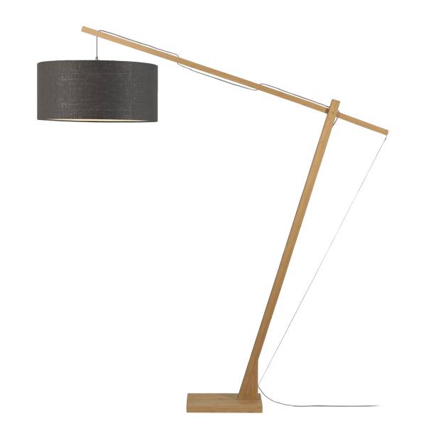 Lampadaire Montblanc Bambou / Lin - Gris foncé - Gris foncé