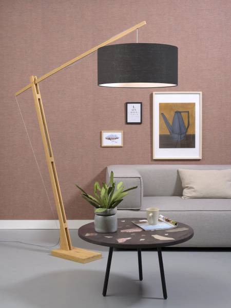 Lampadaire Montblanc Bambou / Lin - Gris foncé - Gris foncé
