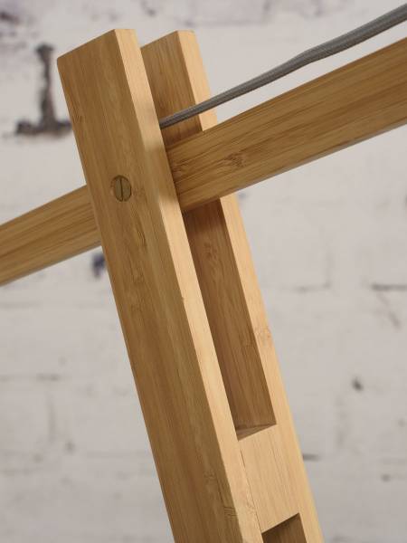 Lampadaire Montblanc Bambou / Lin - Gris foncé - Gris foncé