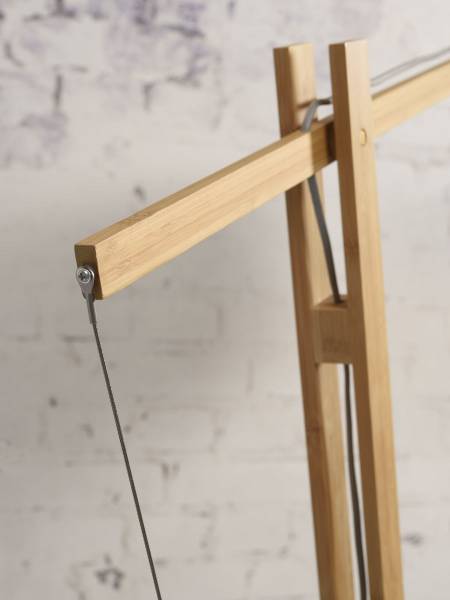 Lampadaire Montblanc Bambou / Lin - Gris foncé - Gris foncé