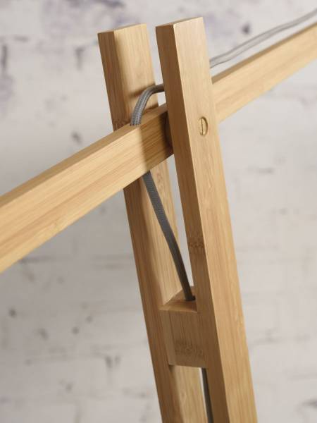 Lampadaire Montblanc Bambou / Lin - Gris foncé - Gris foncé
