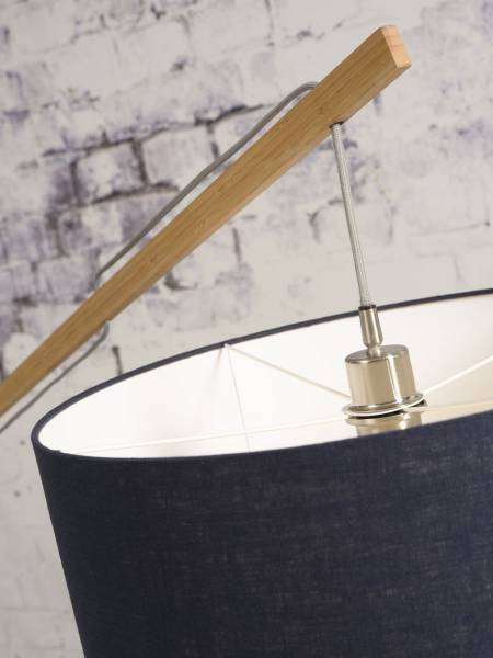 Lampadaire Montblanc Bambou / Lin - Gris foncé - Gris foncé