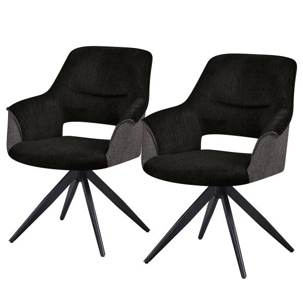 Set di 2 sedie girevoli SAUREL Nero / Color antracite