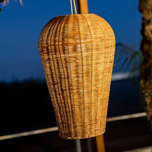 Outdoor Pendelleuchte Saona Rattan - Braun - 1-flammig