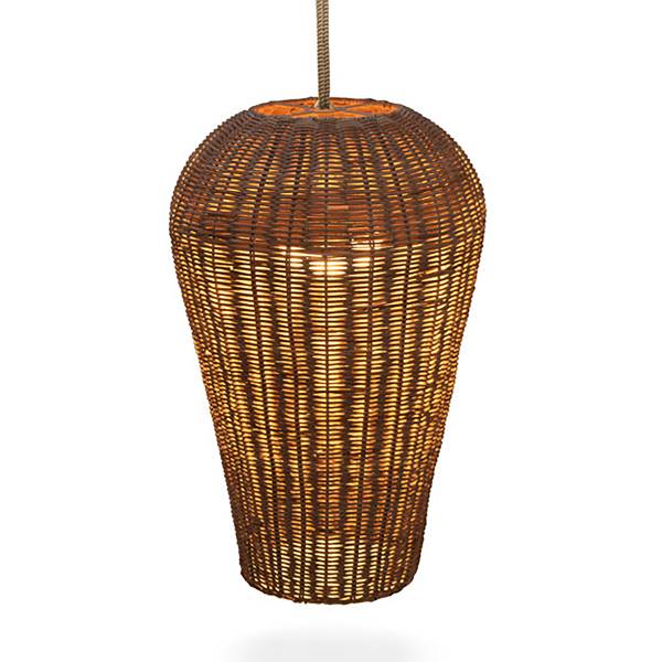 Outdoor Pendelleuchte Saona Rattan - Braun - 1-flammig